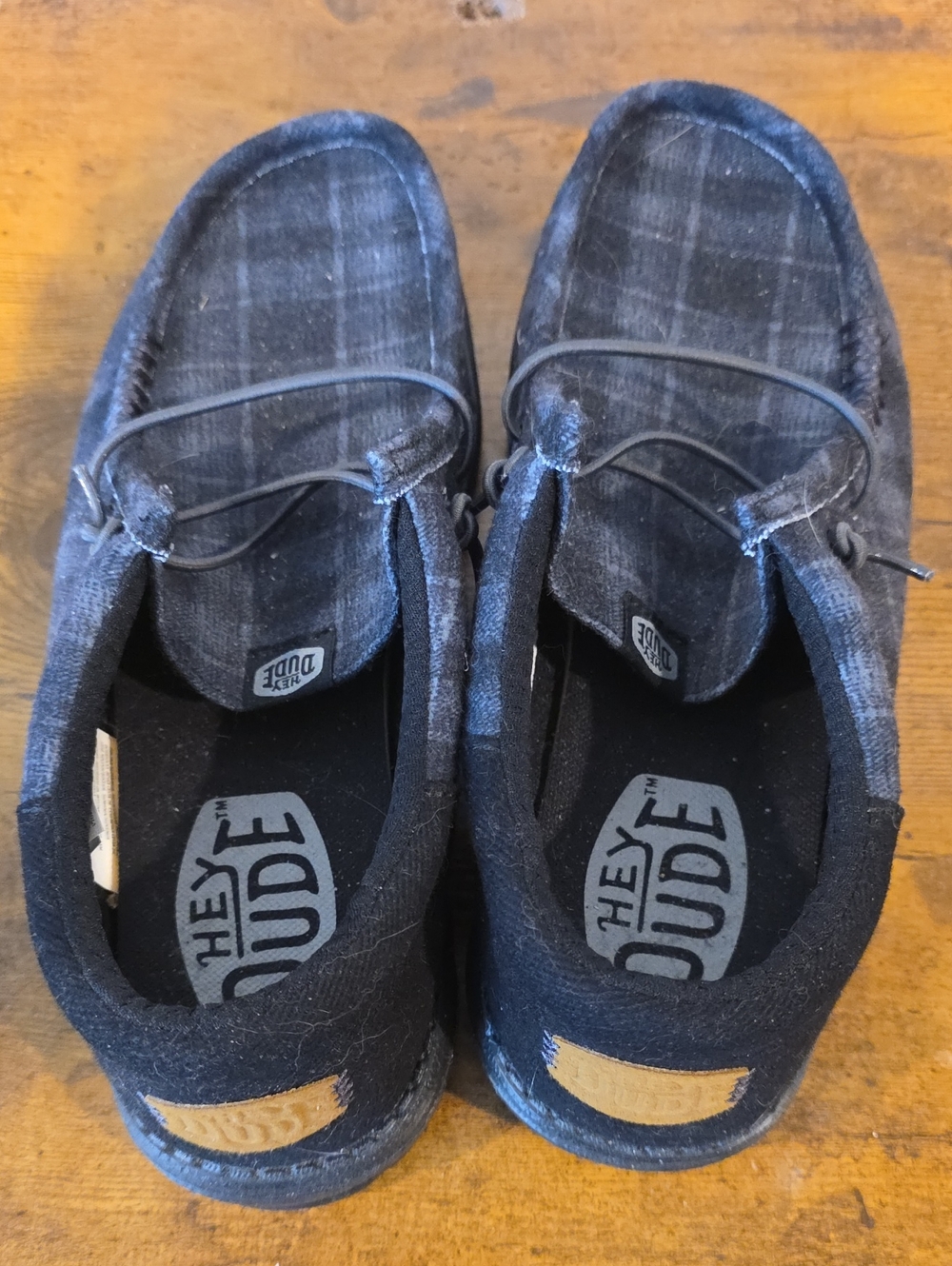Hey Dude Kids Black Plaid Slip-On Moccasins